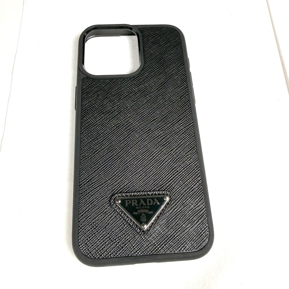Prada Saffiano Leather iPhone 15 Pro Max Case Black 2ZH183 New